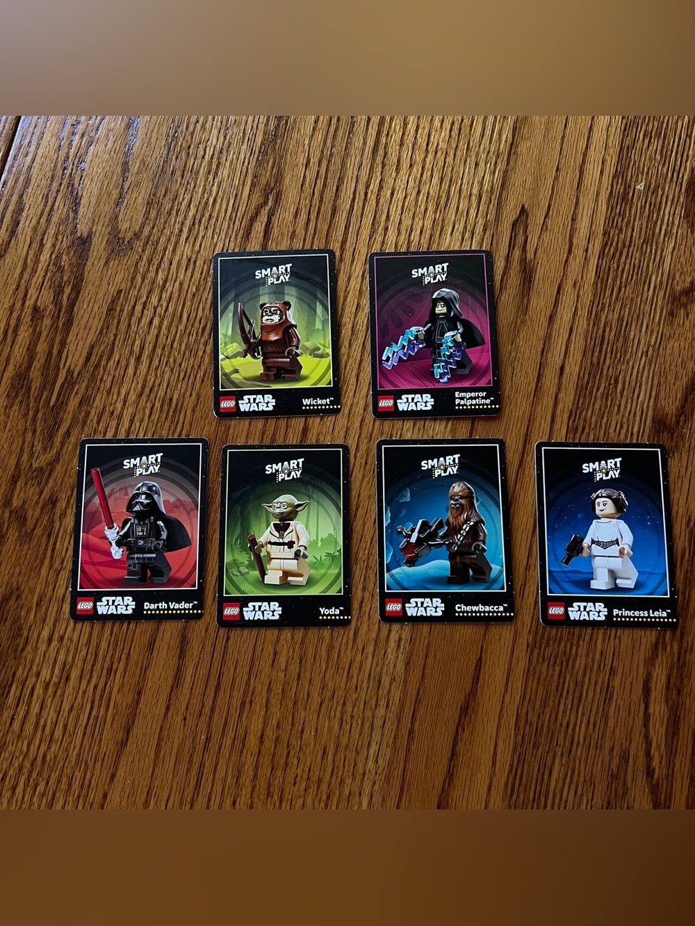 LEGO Star Wars Smart Play 6 Trading Cards Set Chewbacca, Leia, Yoda, Darth Vader